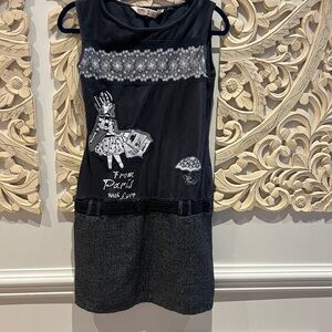 Dark Navy and Gray Mini Dress